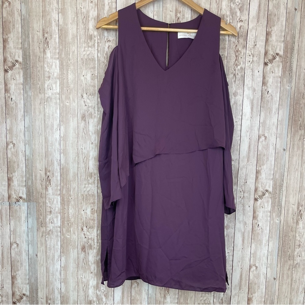 Amanda Uprichard Purple Ruffle V-Neck Dress Size‎ Medium Women